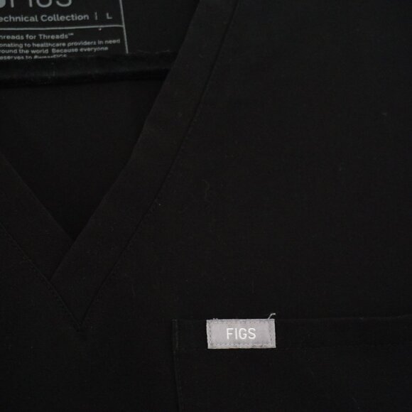 Figs Women's Catarina One-Pocket Scrub Top Black L - Picture 4 of 5